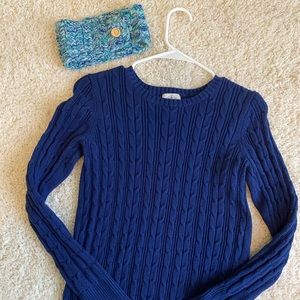 SOLD Cable knit sweater with knitted headband